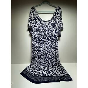 Just My Size Women’s Blue White Midi Dress 3XZl (22W-24W) Paisley Plus Size